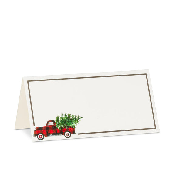 Plaid Truck Folded Placecards ~ 12 Pieces