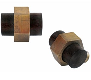 Brass Nut and Wood  Pull Knob
