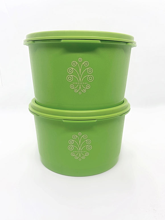 Vintage Apple Green Tupperware Kitchen Canisters