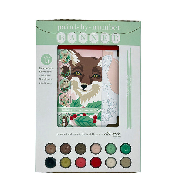 Holiday Forest Animals 6 Card Paint By Number Banner Kit
