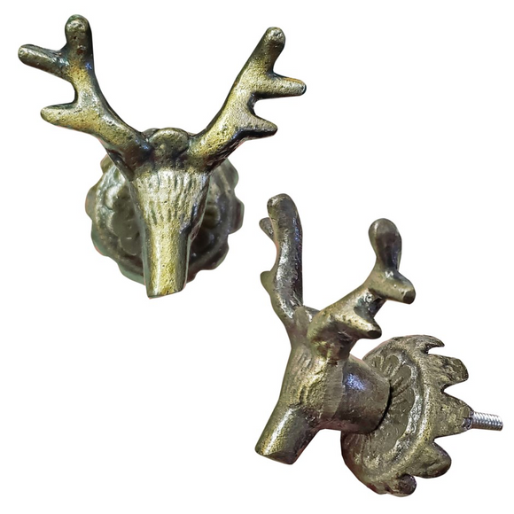 Stag Knob, Antique Bronze, Cast Iron Knob