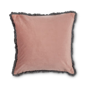 Velvet Pillow With Fringe ~ Rose