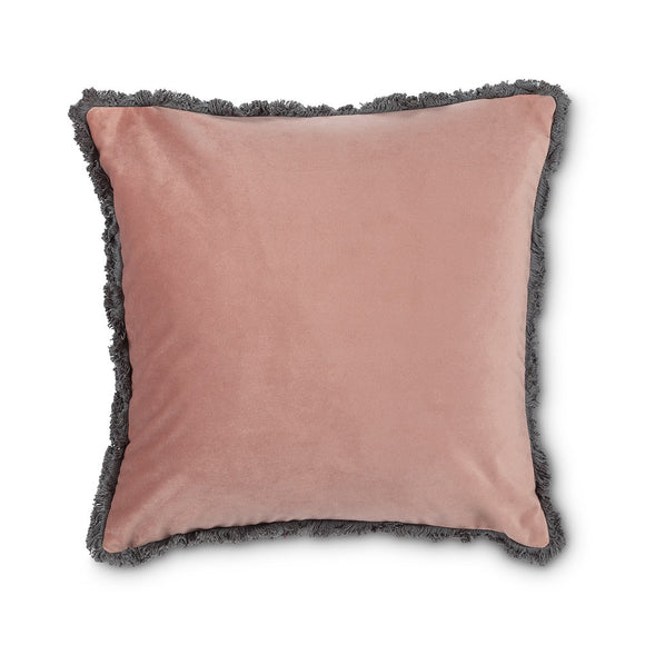 Velvet Pillow With Fringe ~ Rose