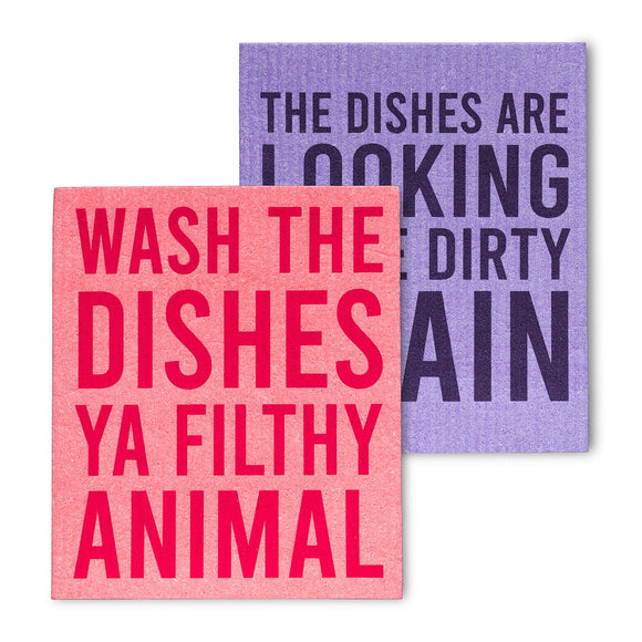 Funny Text Dishcloths Set Of 2